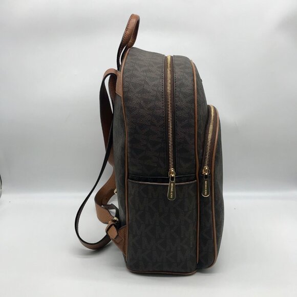 Michael Kors Brown Coated Canvas  Medium Abbey Backpack main image 10